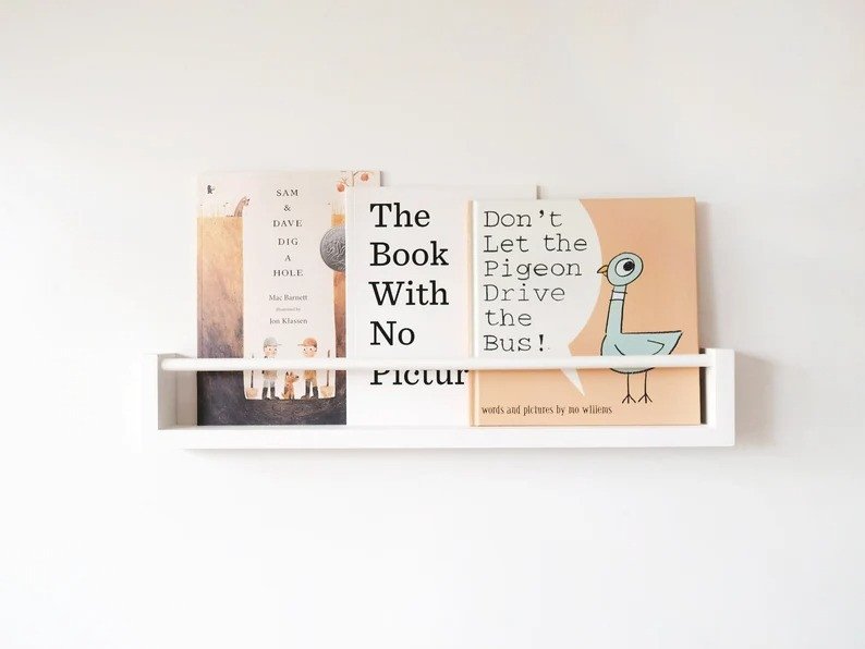 Porta Livros Infantil, Prateleira Flutuante Montessori 60cm Branco