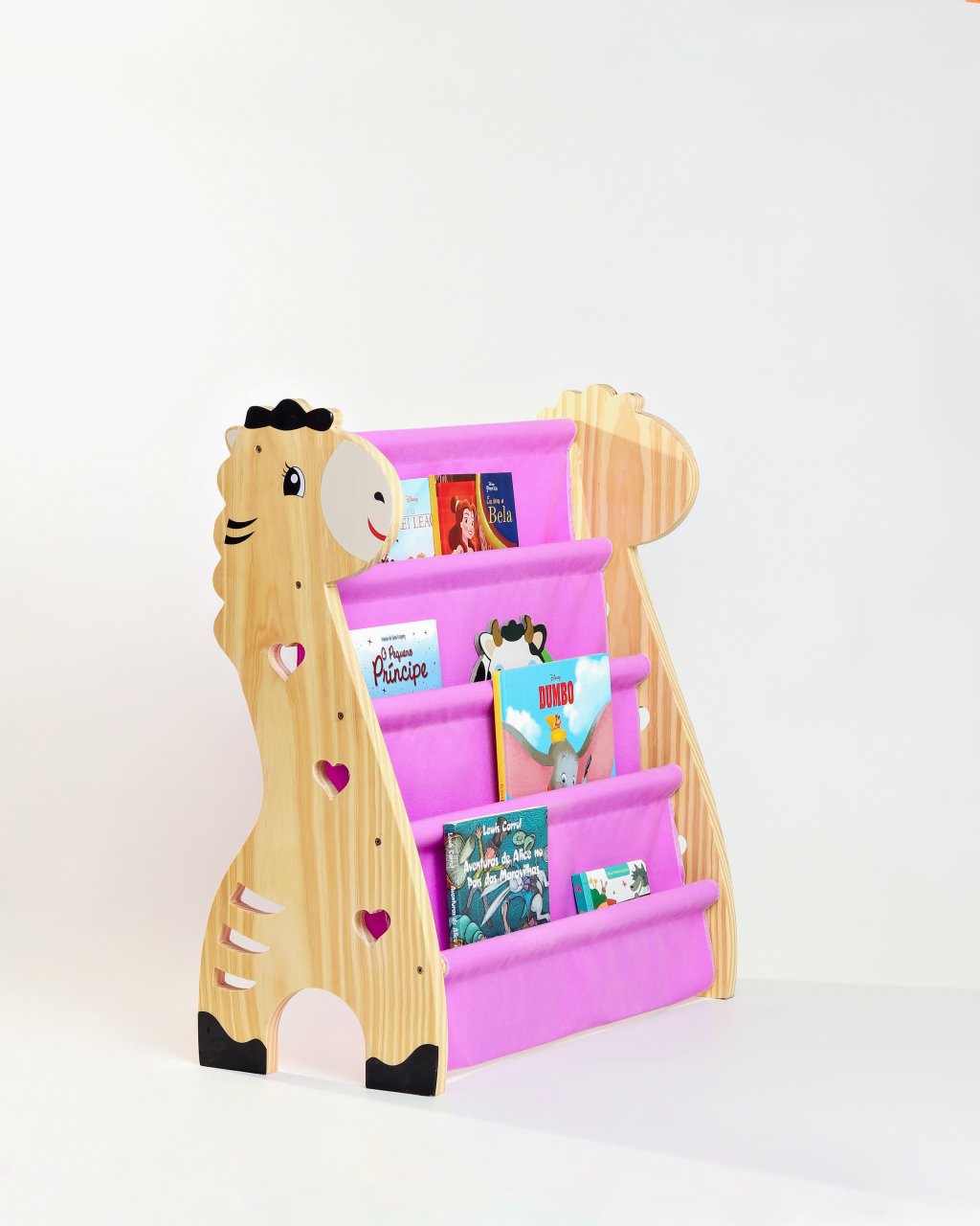 Rack Para Livros Infantil, Bookshelf Girafinha magenta