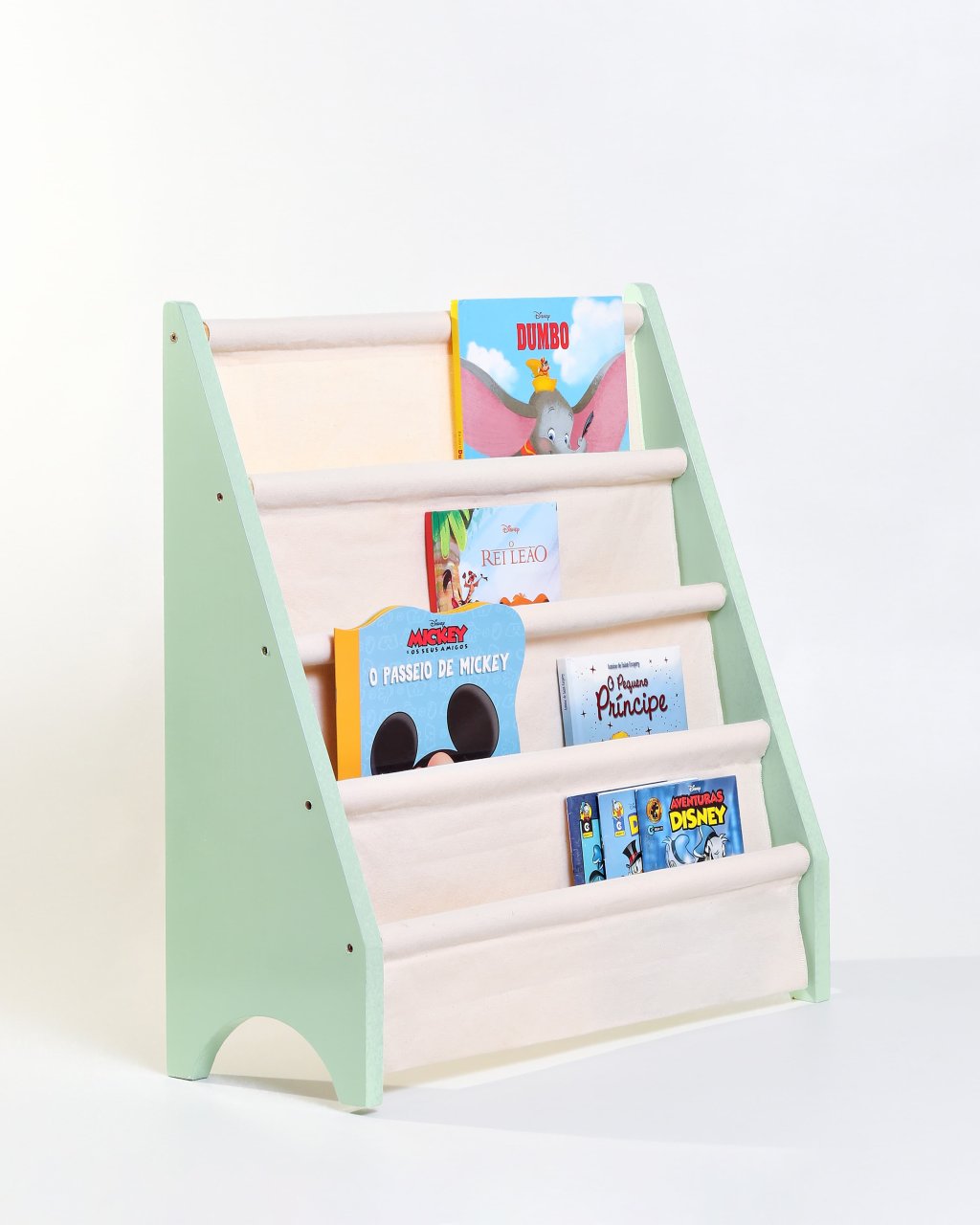 Rack Para Livros Infantil, Standbook Montessoriano verde organico
