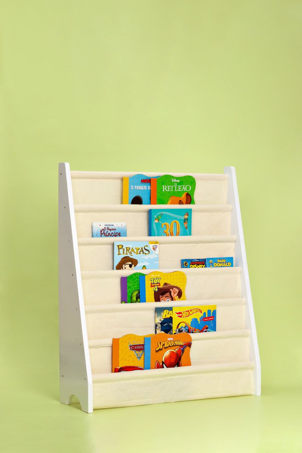 Rack Porta Livros Infantil, Standbook Montessoriano 6 Bolsos , branco