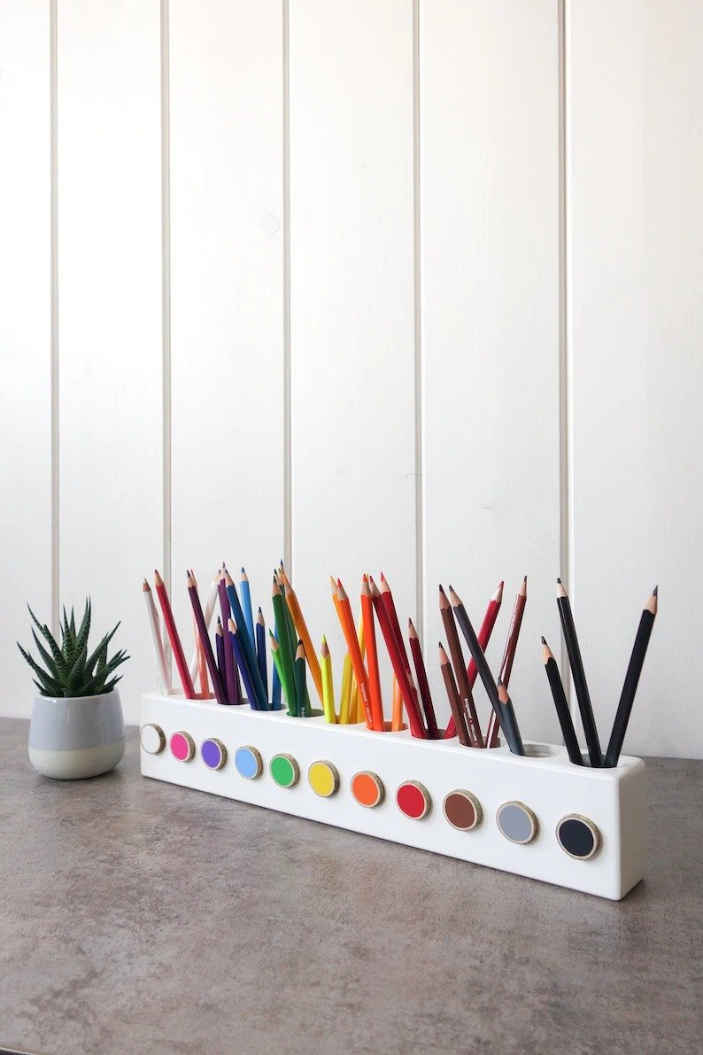 Porta Lápis de Colorir Montessori Branco