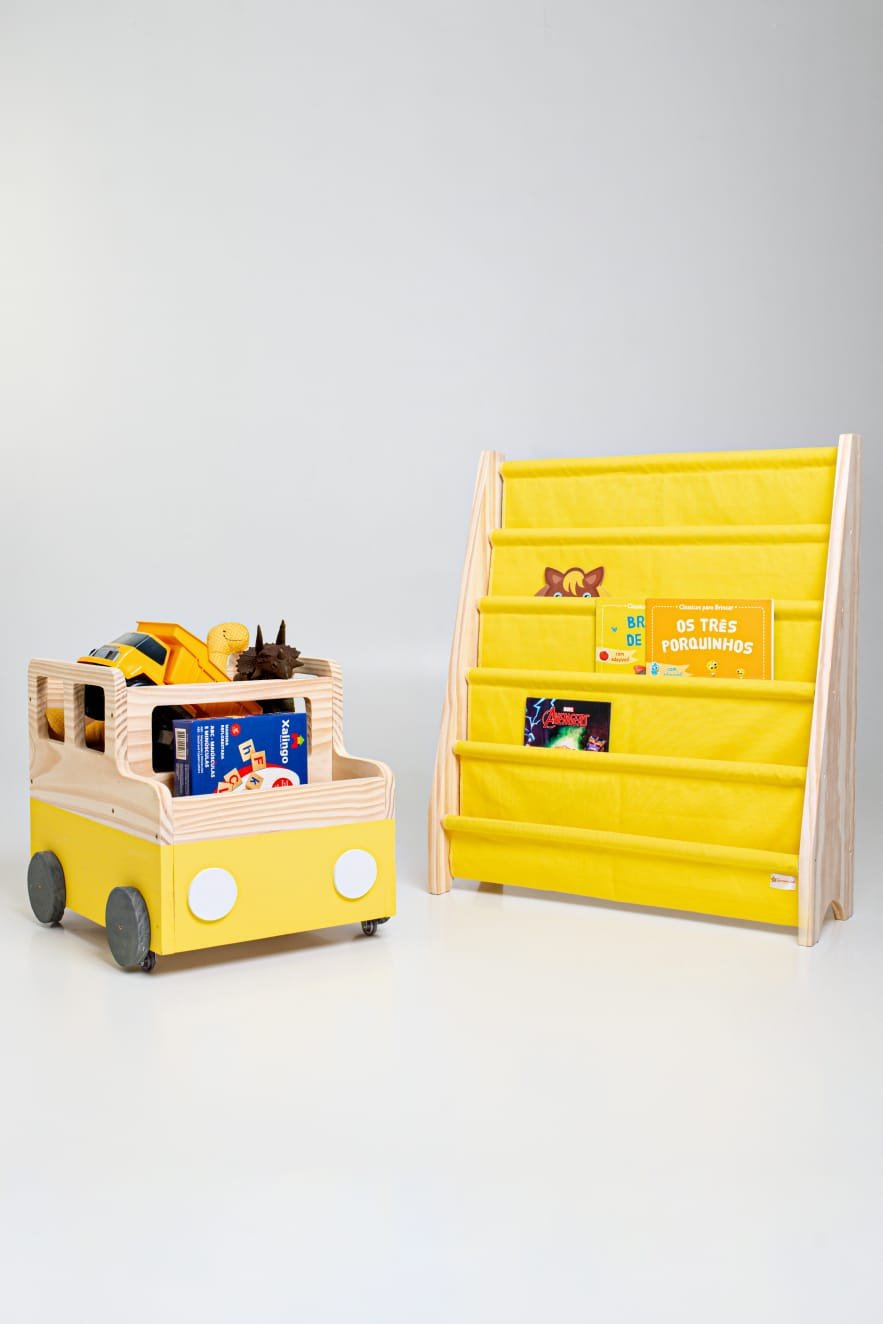 Rack Livros + Jipe Guarda Brinquedos