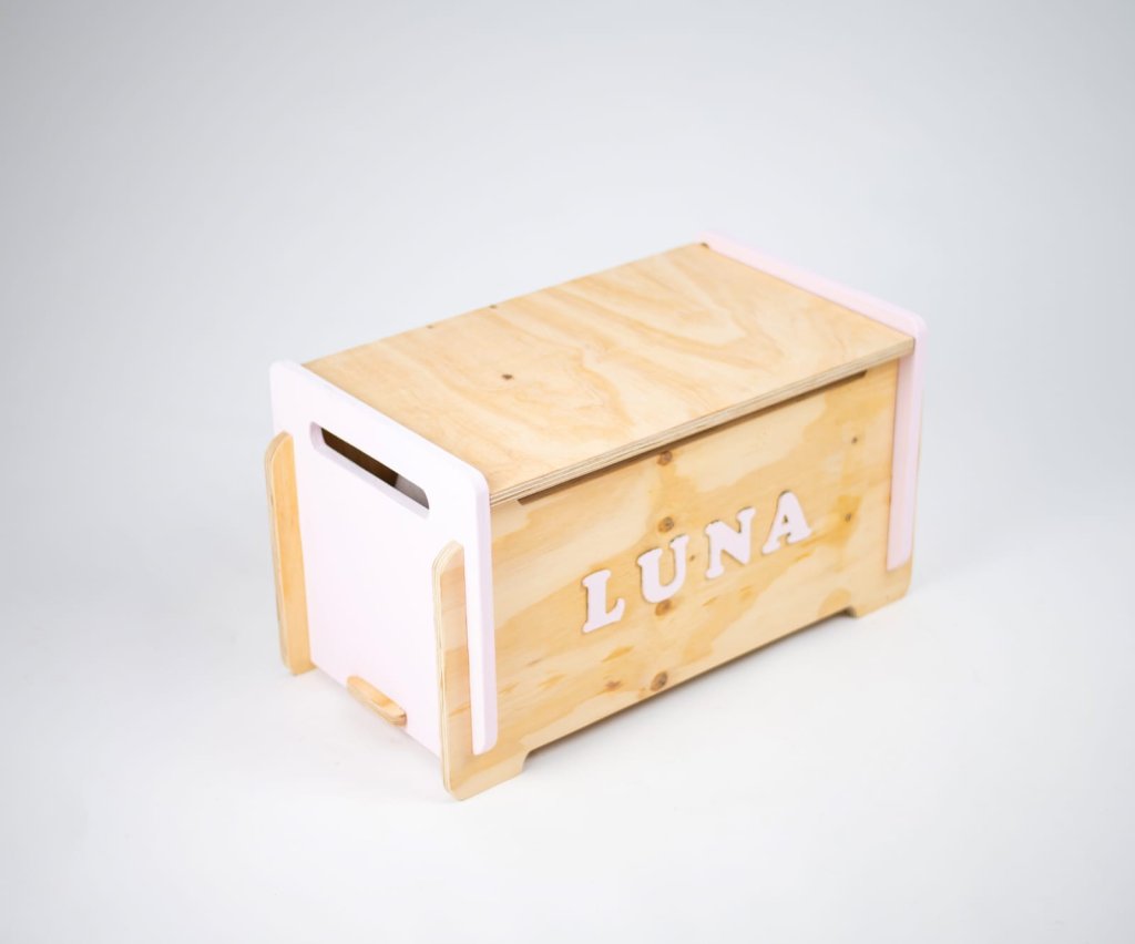 Caixa de Brinquedos com Tampa e nome Naval