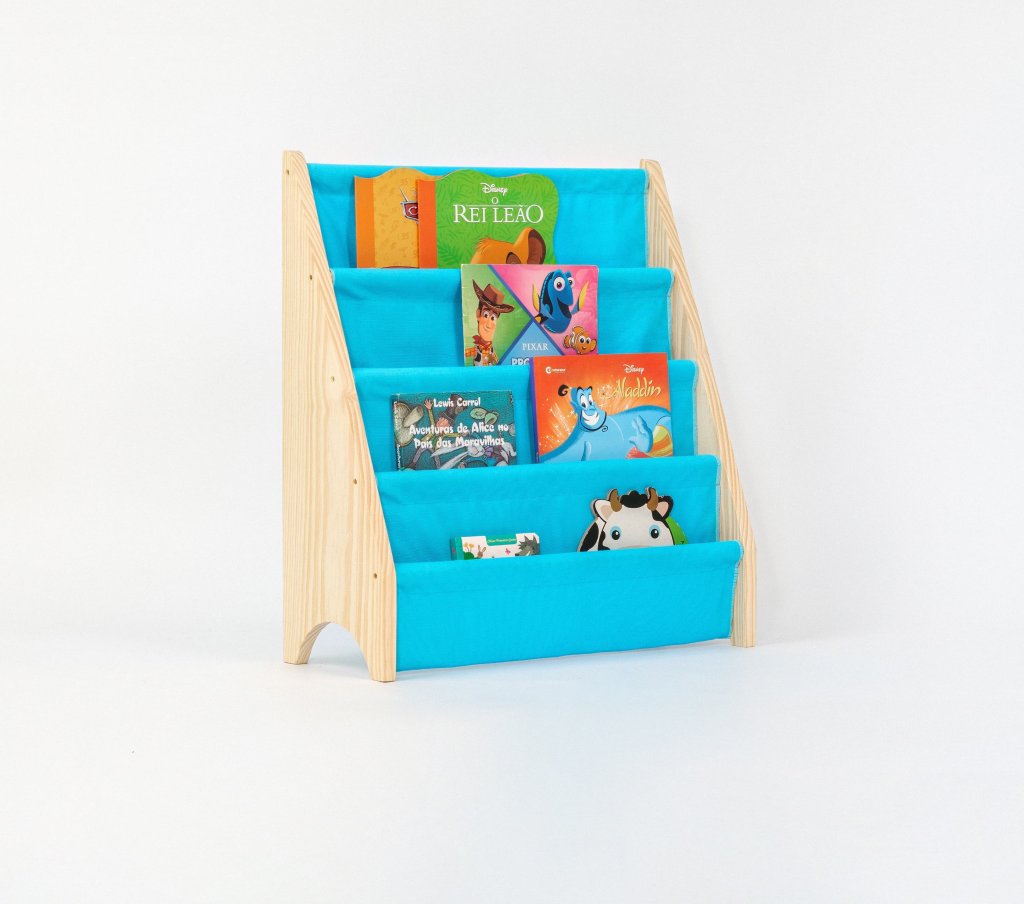 Rack Porta Livros Infantil, Standbook Montessoriano light blue