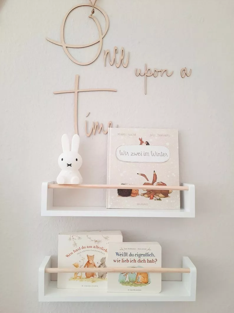 Porta Livros Infantil, Prateleiras Flutuante Montessori 40cm branco