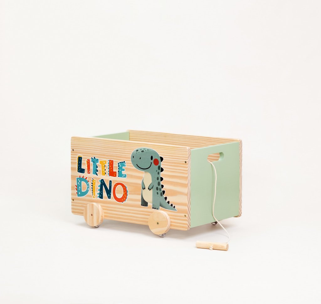 Caixa de Brinquedos com Rodinhas e Puxador  Little Dino