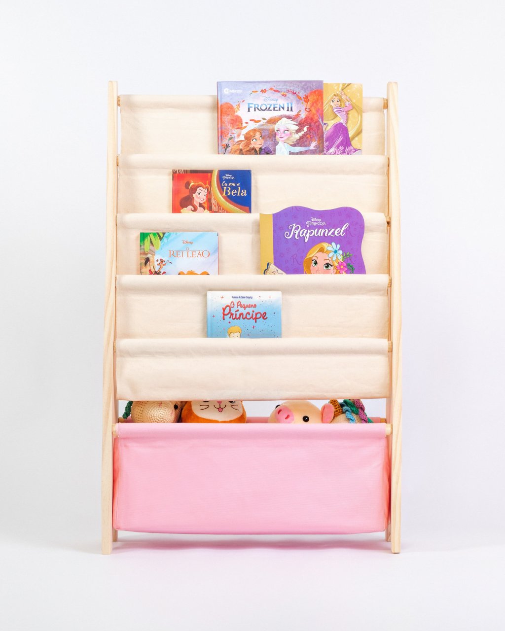 Rack Guarda Brinquedos E Livros, Canguru Montessori Rosa