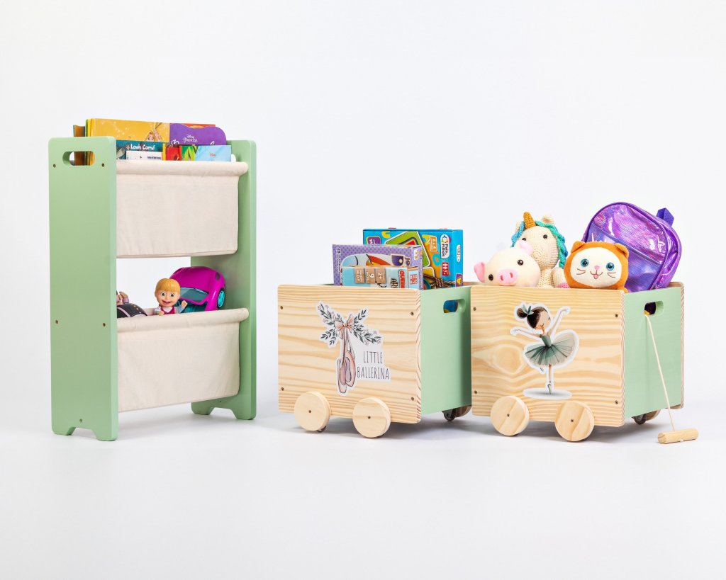 Kit Montessori Rack Organizador + 2 Caixas De Brinquedos