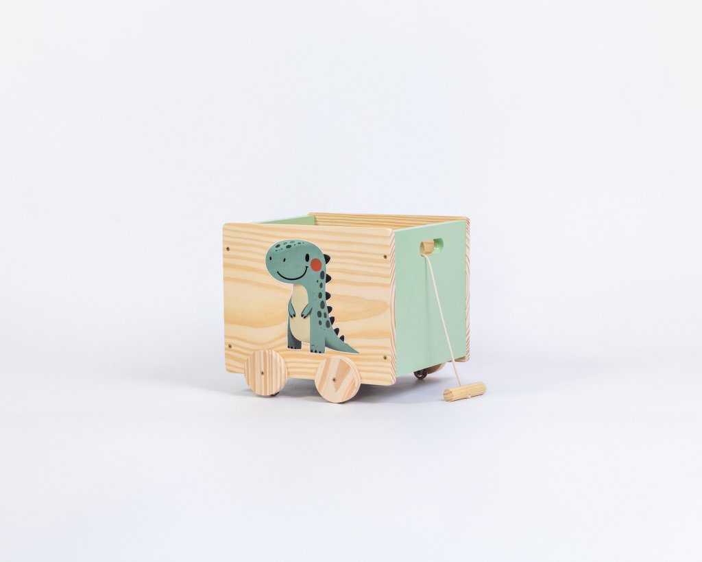 Caixa De Brinquedos Com Rodinhas E Puxador Little Dino