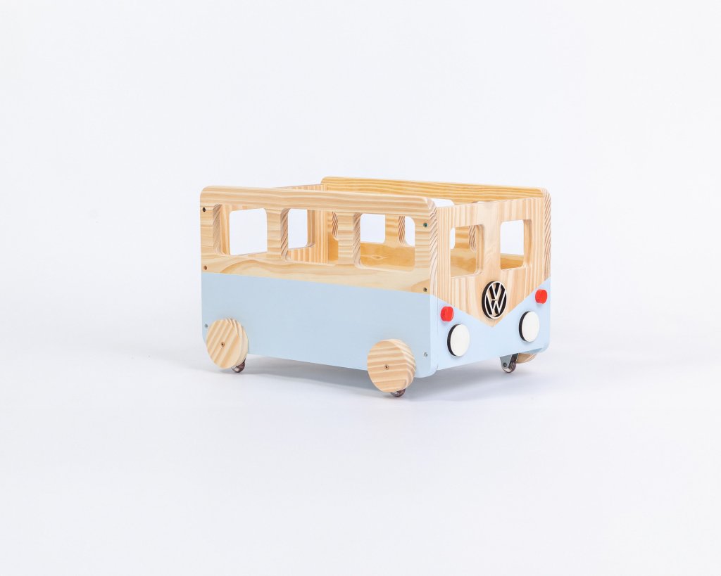 Caixa De Brinquedos, Organizador Com Rodinhas Kombinha Azul