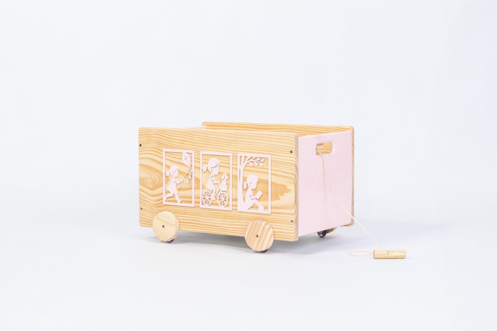 Caixa De Brinquedos, Organizador Com Rodinhas E Puxador Rosa menina