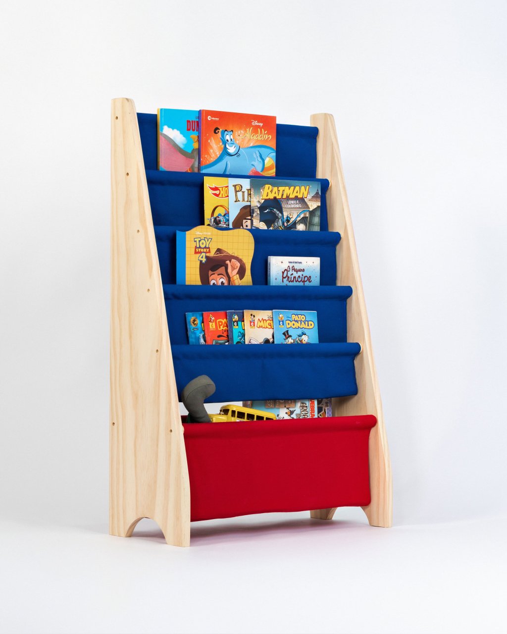 Rack Guarda Brinquedos e Livros, Canguru Montessori Azul
