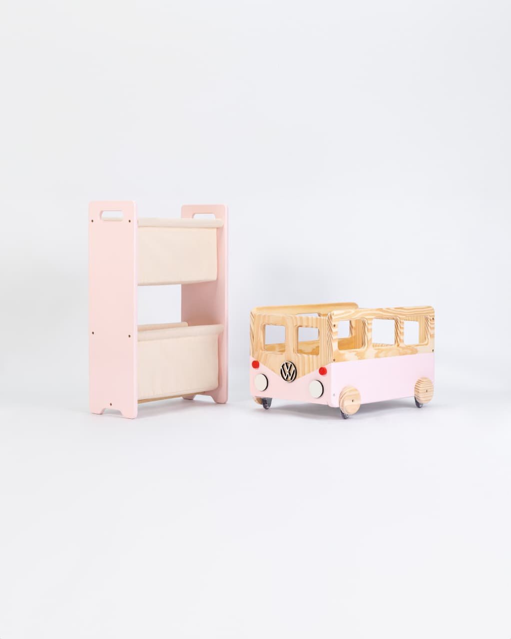 Kit Montessori Rack Pocket + Caixote Kombi Rosa Candy