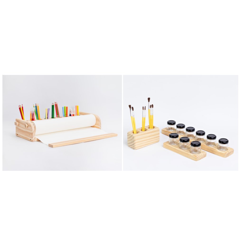 Kit Pequeno Artista, Porta Papel, Lápis, Tintas E Pincel