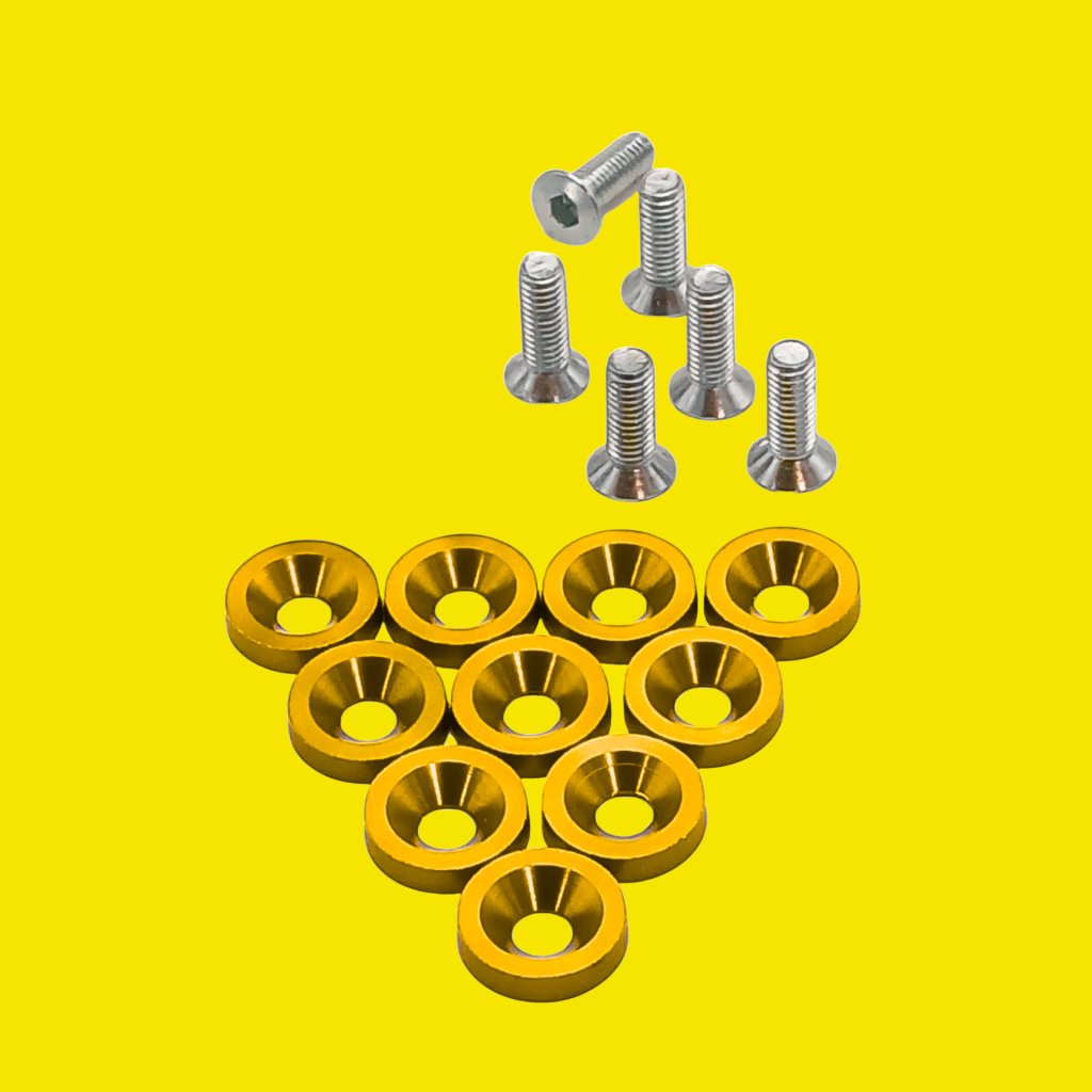 PARAFUSO ARRUELA ANODIZADA M6 TUNING CARRO/MOTO PACK C/10 DOURADO - SM0633