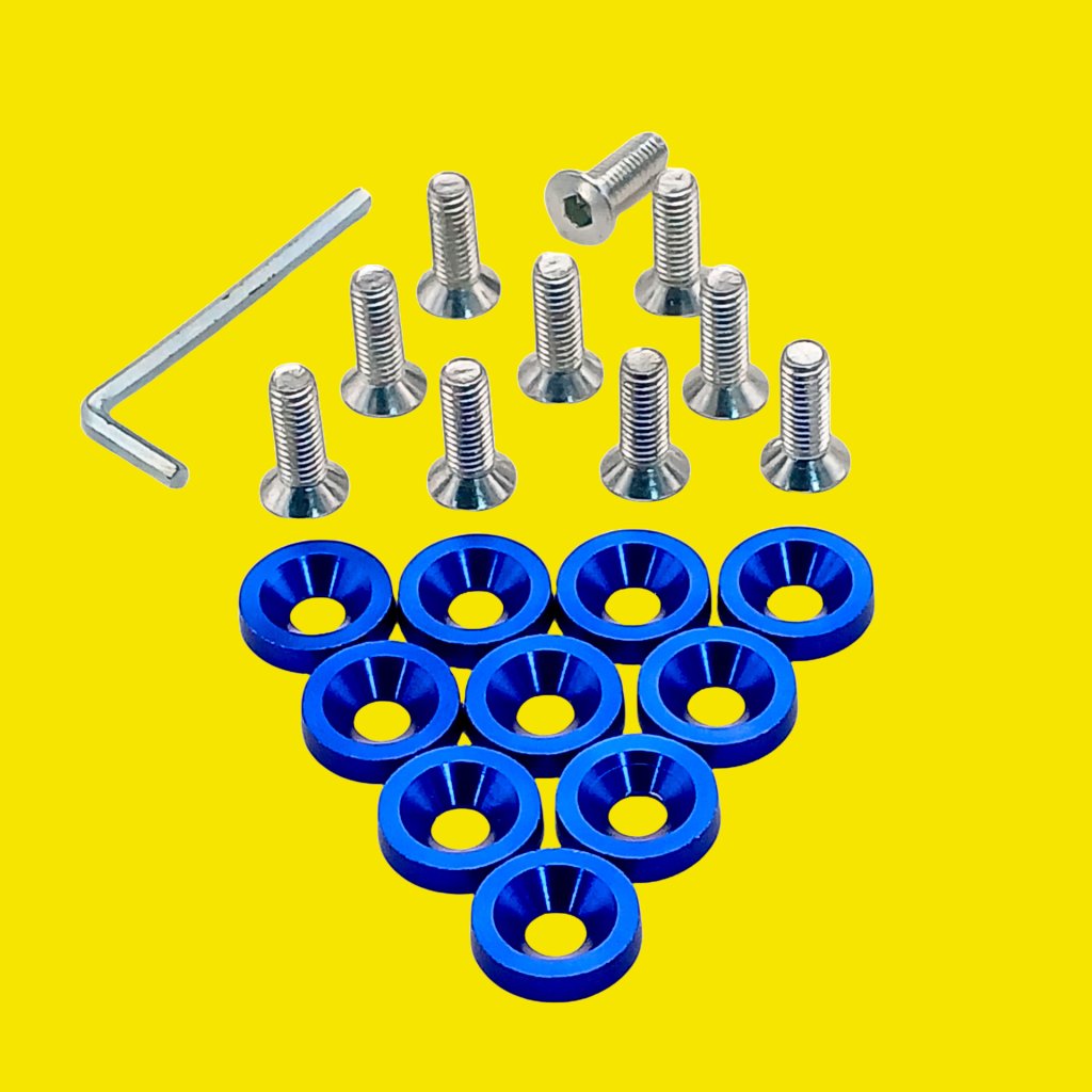 PARAFUSO ARRUELA ANODIZADA M6 TUNING CARRO/MOTO PACK C/10 AZUL - SM0634