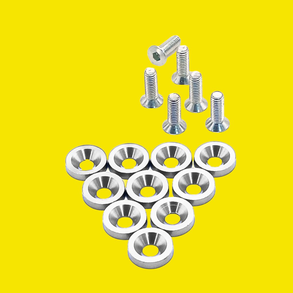 PARAFUSO ARRUELA ANODIZADA M6 TUNING CARRO/MOTO PACK C/10 PRATA - SM0635