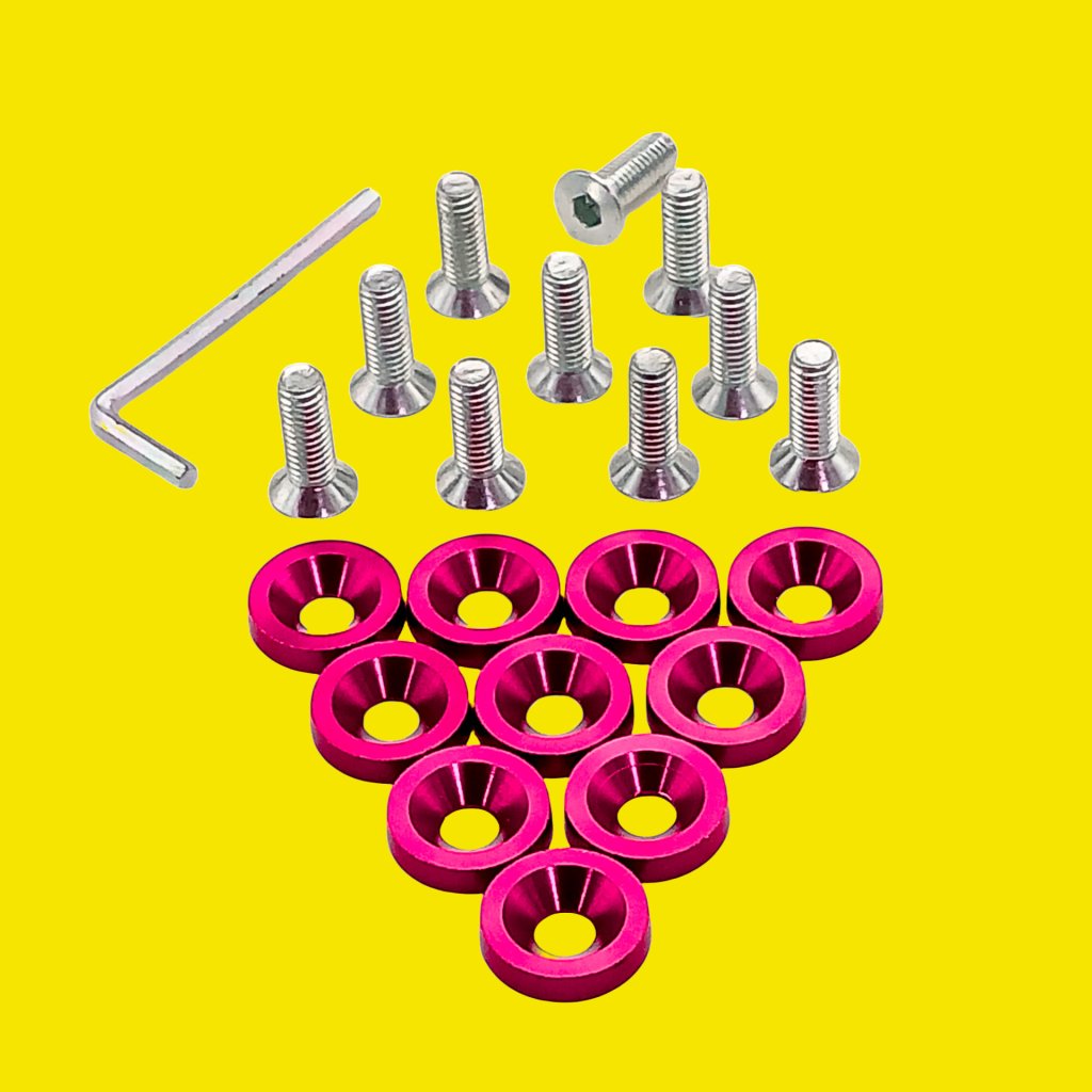 PARAFUSO ARRUELA ANODIZADA M6 TUNING CARRO/MOTO PACK C/10 PINK - SM0637