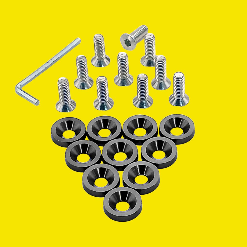 PARAFUSO ARRUELA ANODIZADA M6 TUNING CARRO/MOTO PACK C/10 CINZA TITANIUM - SM0639