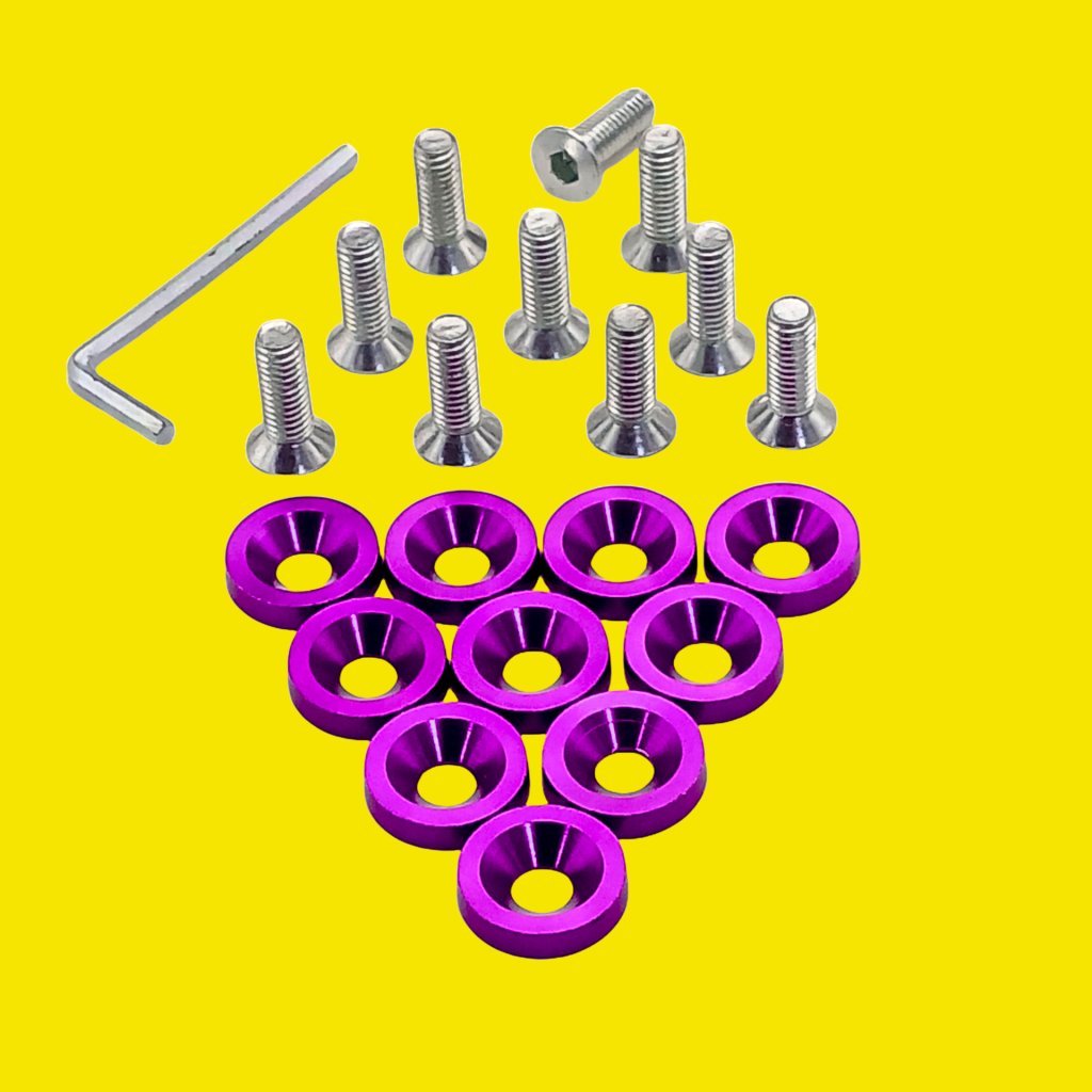 PARAFUSO ARRUELA ANODIZADA M6 TUNING CARRO/MOTO PACK C/10 ROXO - SM0640