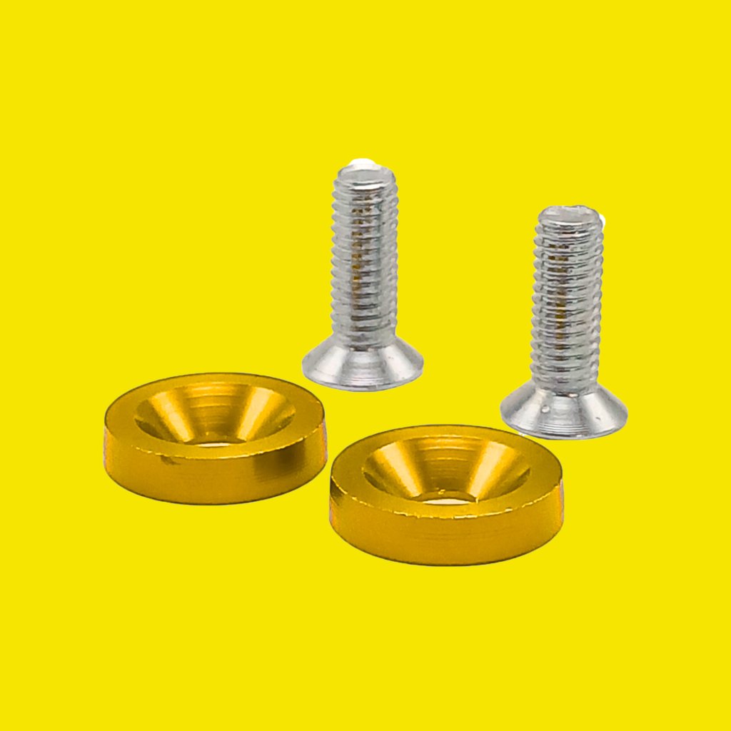 PARAFUSO ARRUELA ANODIZADA M6 TUNING CARRO/MOTO DOURADO  PAR - SM0623