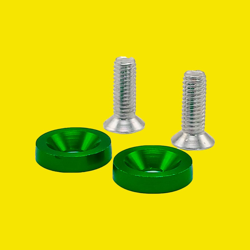 PARAFUSO ARRUELA ANODIZADA M6 TUNING CARRO/MOTO VERDE PAR - SM0626