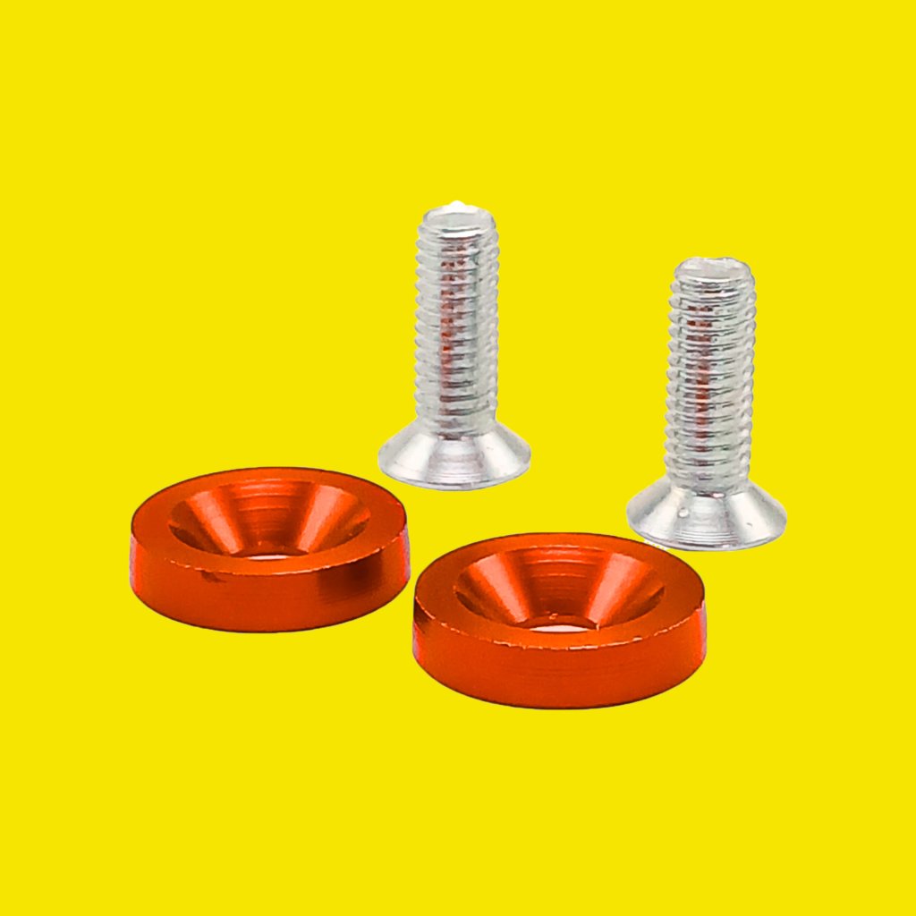 PARAFUSO ARRUELA ANODIZADA M6 TUNING CARRO/MOTO LARANJA PAR - SM0628