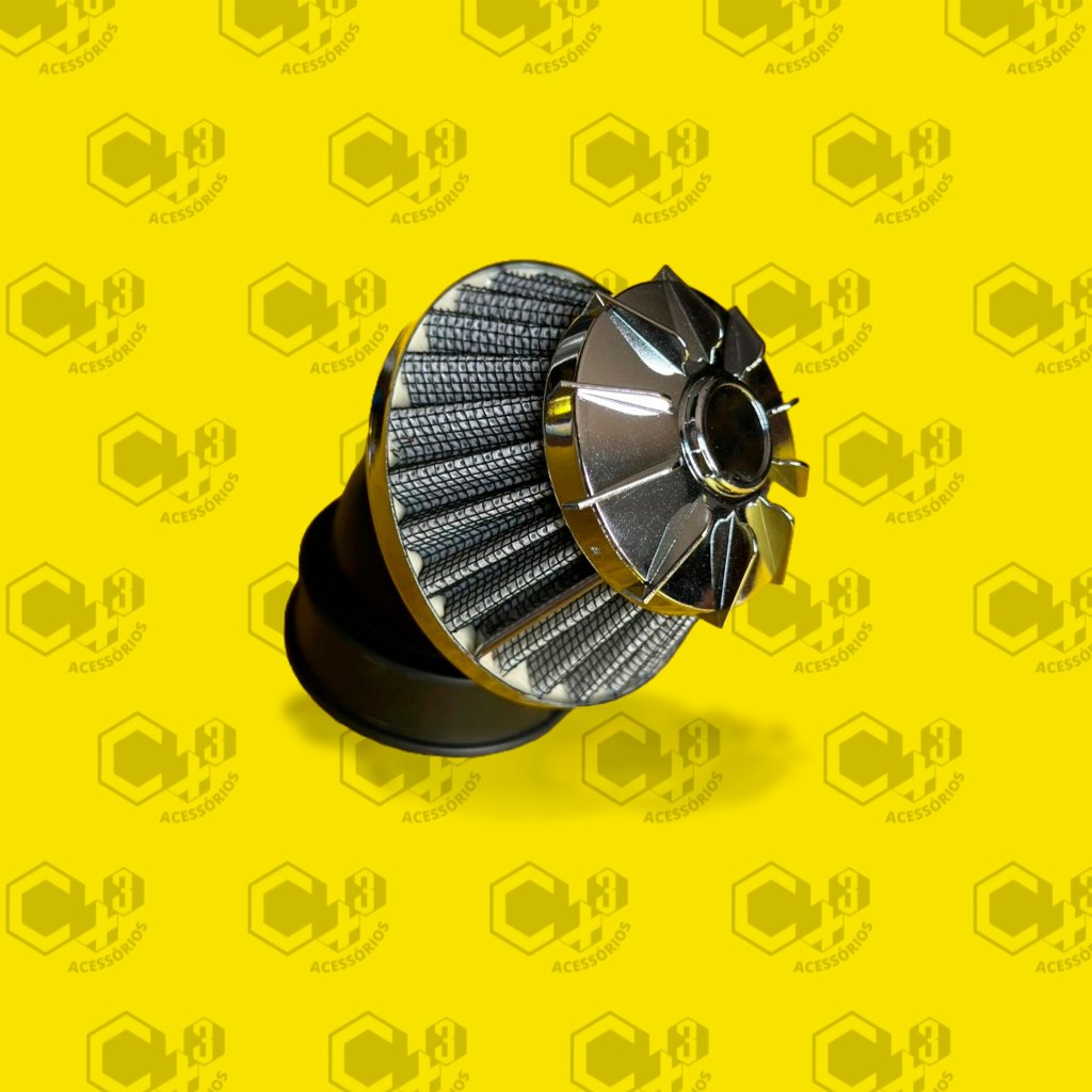 FILTRO DE AR ESPORTIVO PRATA COM ADAPTADOR MEDIDAS 36,3MM - 42,0MM - 49,0MM - 45 GRAUS - SM0377