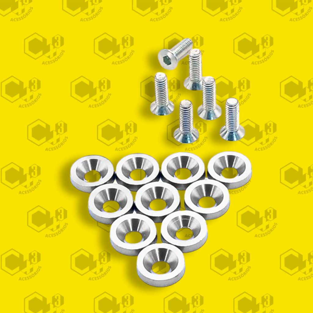 PARAFUSO ARRUELA ANODIZADA M6 TUNING CARRO/MOTO PACK C/10 PRATA - SM0635