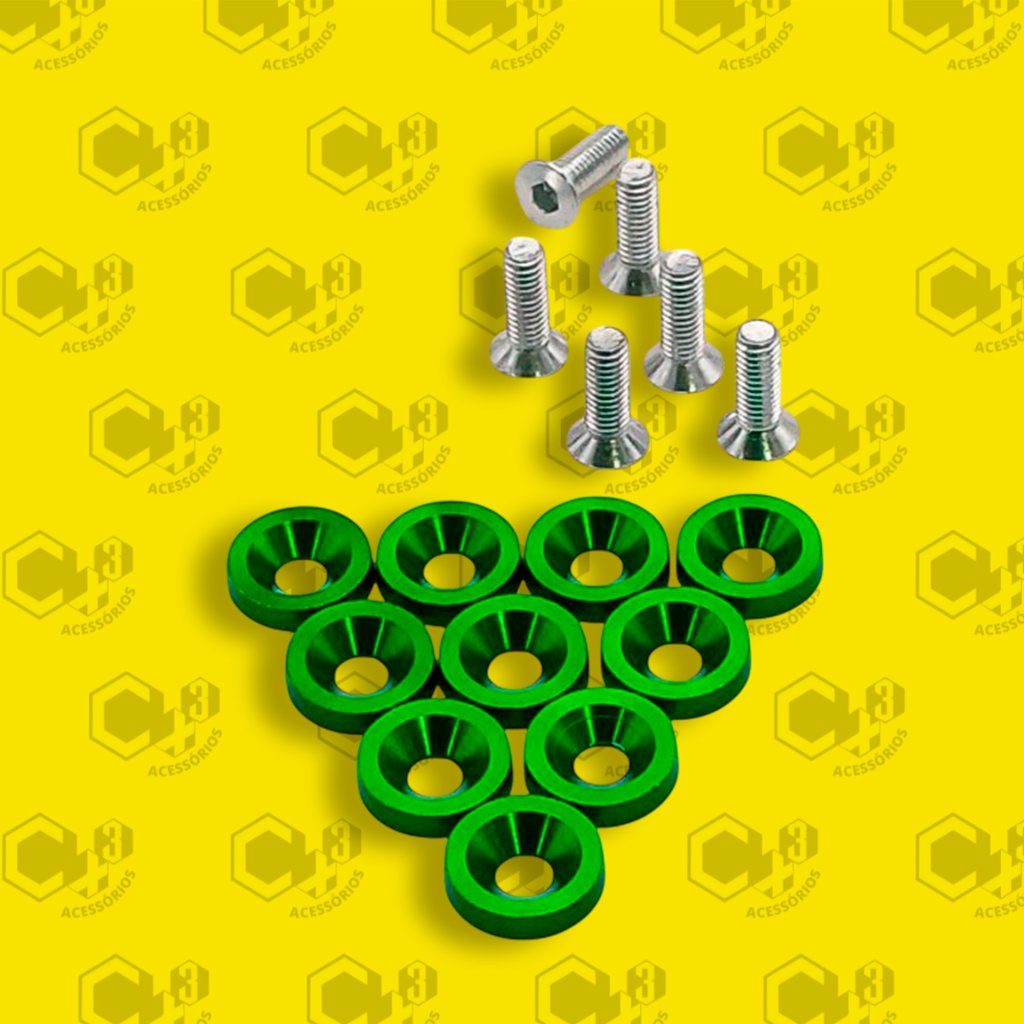 PARAFUSO ARRUELA ANODIZADA M6 TUNING CARRO/MOTO PACK C/10 VERDE - SM0636