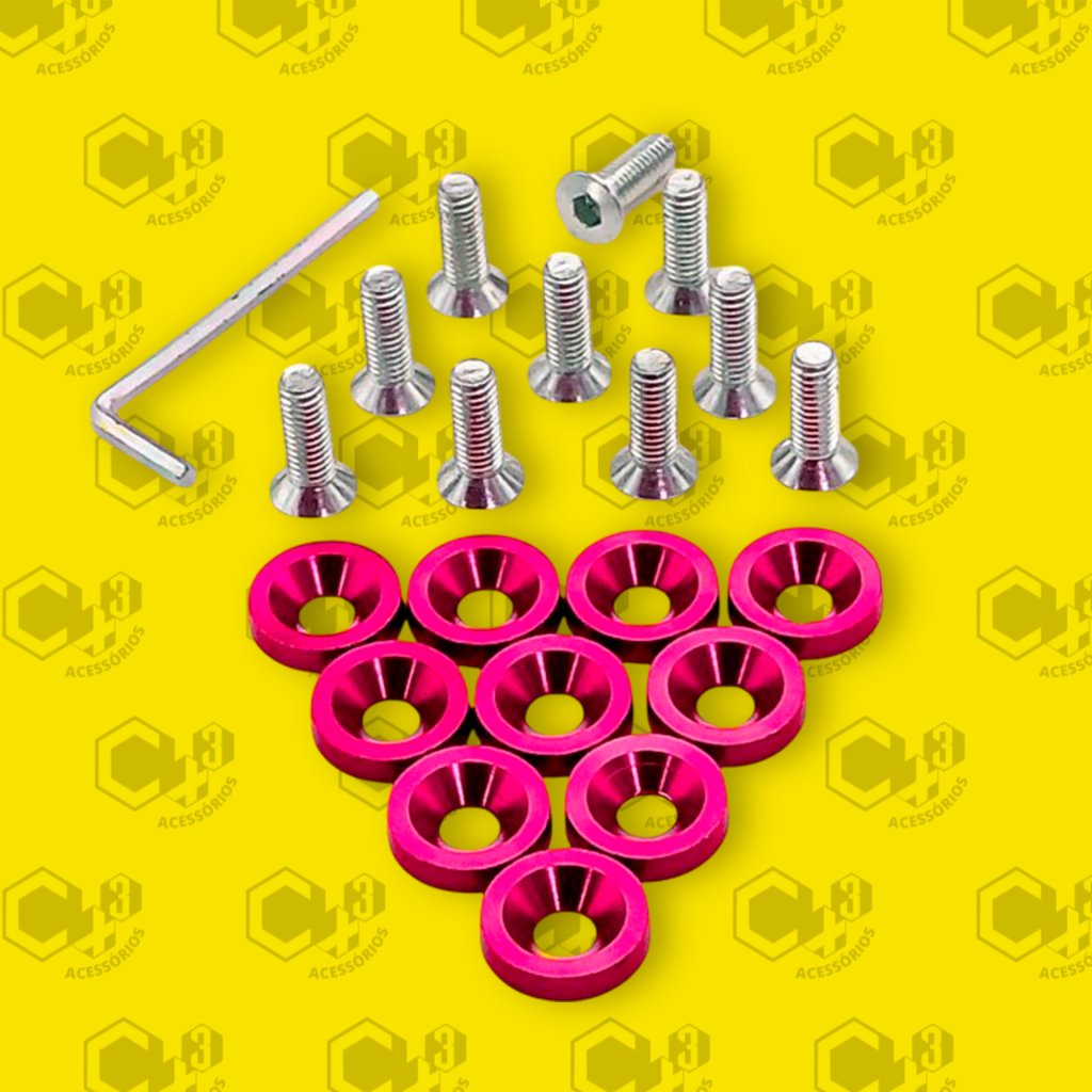 PARAFUSO ARRUELA ANODIZADA M6 TUNING CARRO/MOTO PACK C/10 PINK - SM0637