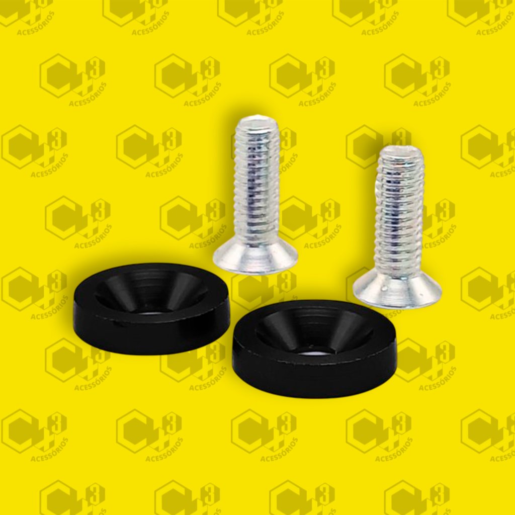 PARAFUSO ARRUELA ANODIZADA M6 TUNING CARRO/MOTO PRETO PAR - SM0621