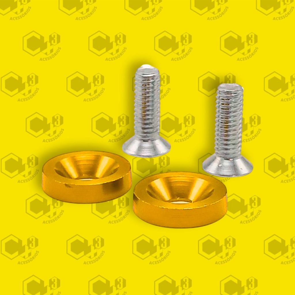 PARAFUSO ARRUELA ANODIZADA M6 TUNING CARRO/MOTO DOURADO  PAR - SM0623