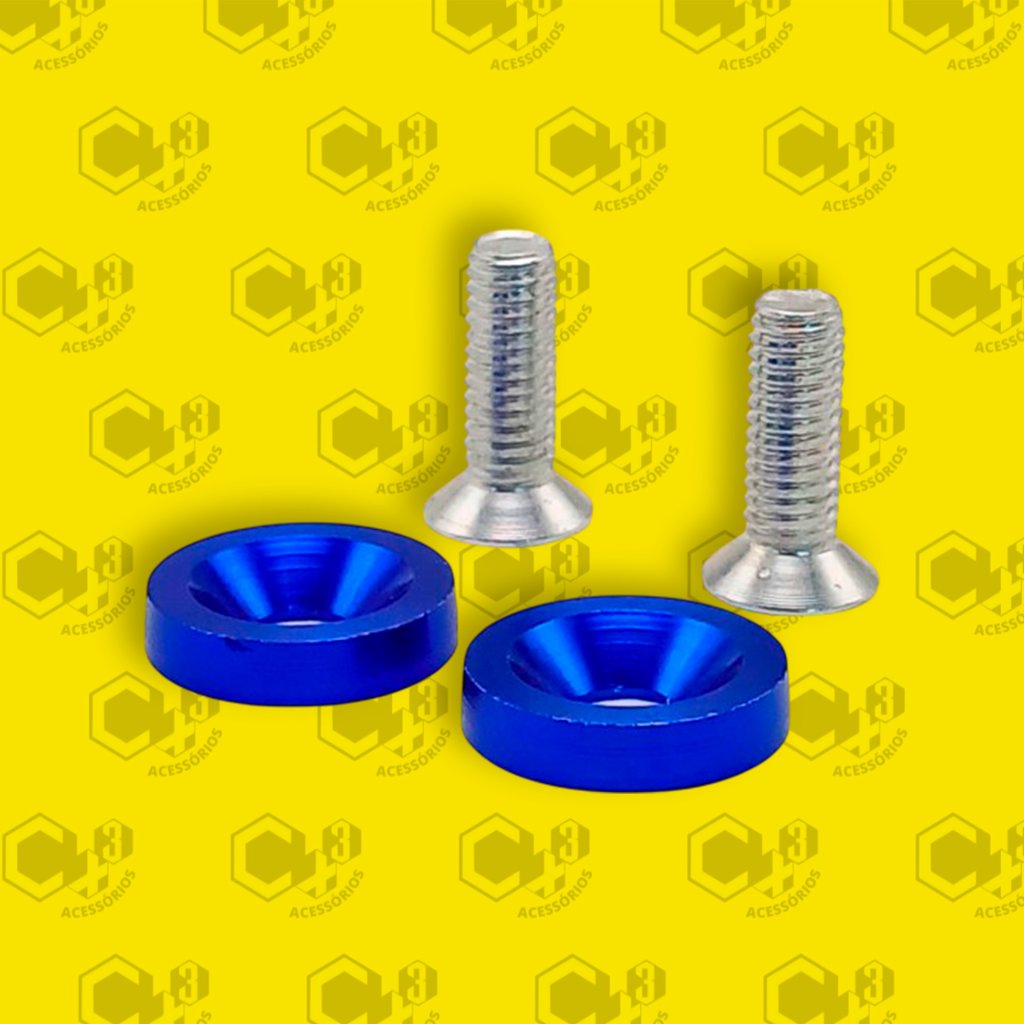 PARAFUSO ARRUELA ANODIZADA M6 TUNING CARRO/MOTO AZUL PAR - SM0624