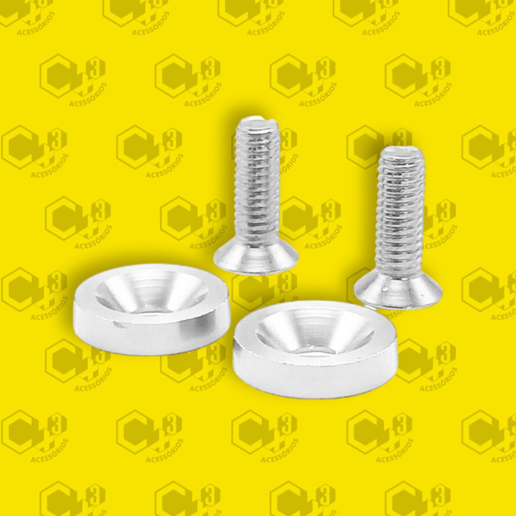 PARAFUSO ARRUELA ANODIZADA M6 TUNING CARRO/MOTO PRATA  PAR - SM0625