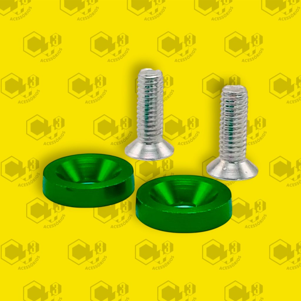 PARAFUSO ARRUELA ANODIZADA M6 TUNING CARRO/MOTO VERDE PAR - SM0626