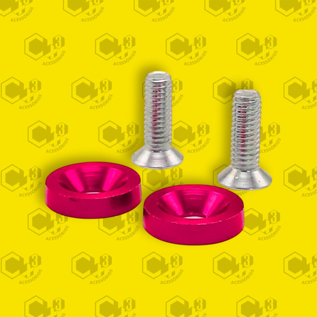 PARAFUSO ARRUELA ANODIZADA M6 TUNING CARRO/MOTO PINK PAR - SM0627