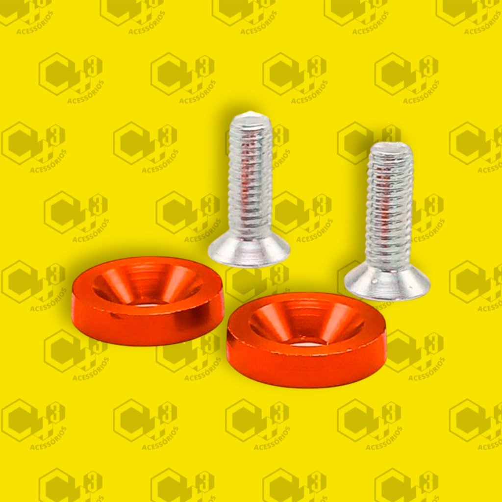 PARAFUSO ARRUELA ANODIZADA M6 TUNING CARRO/MOTO LARANJA PAR - SM0628