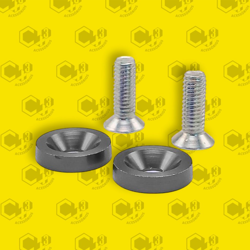 PARAFUSO ARRUELA ANODIZADA M6 TUNING CARRO/MOTO CINZA TITANIUM PAR - SM0629