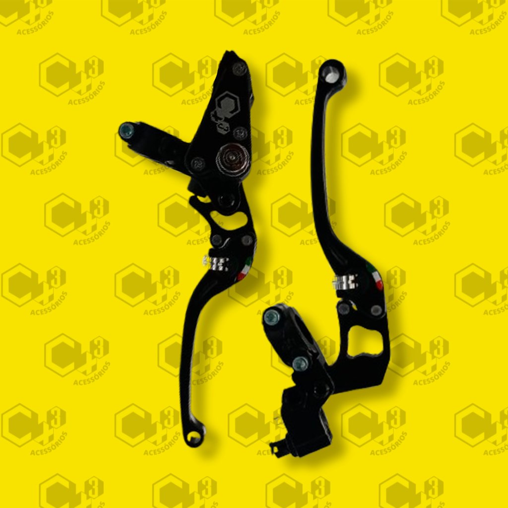 MANETE FREIO + EMBREAGEM ESPORTIVO COM TRAVA PRETO COMPATIVEL COM TODAS MOTOS FREIO A DISCO (FREIO DESCOMBINADO) - SM0170
