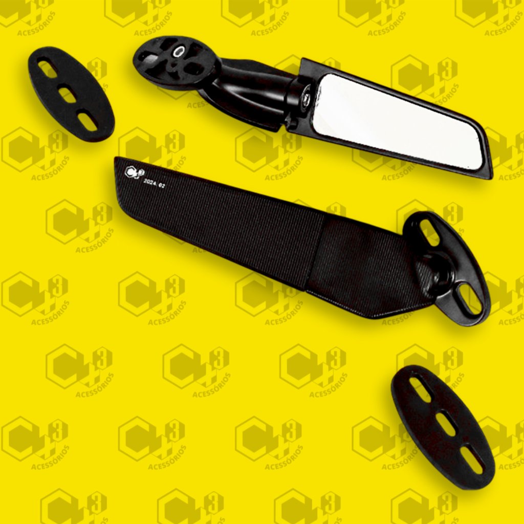 RETROVISOR AIRFOIL 108MM PRETO - CARENADAS - SM0039