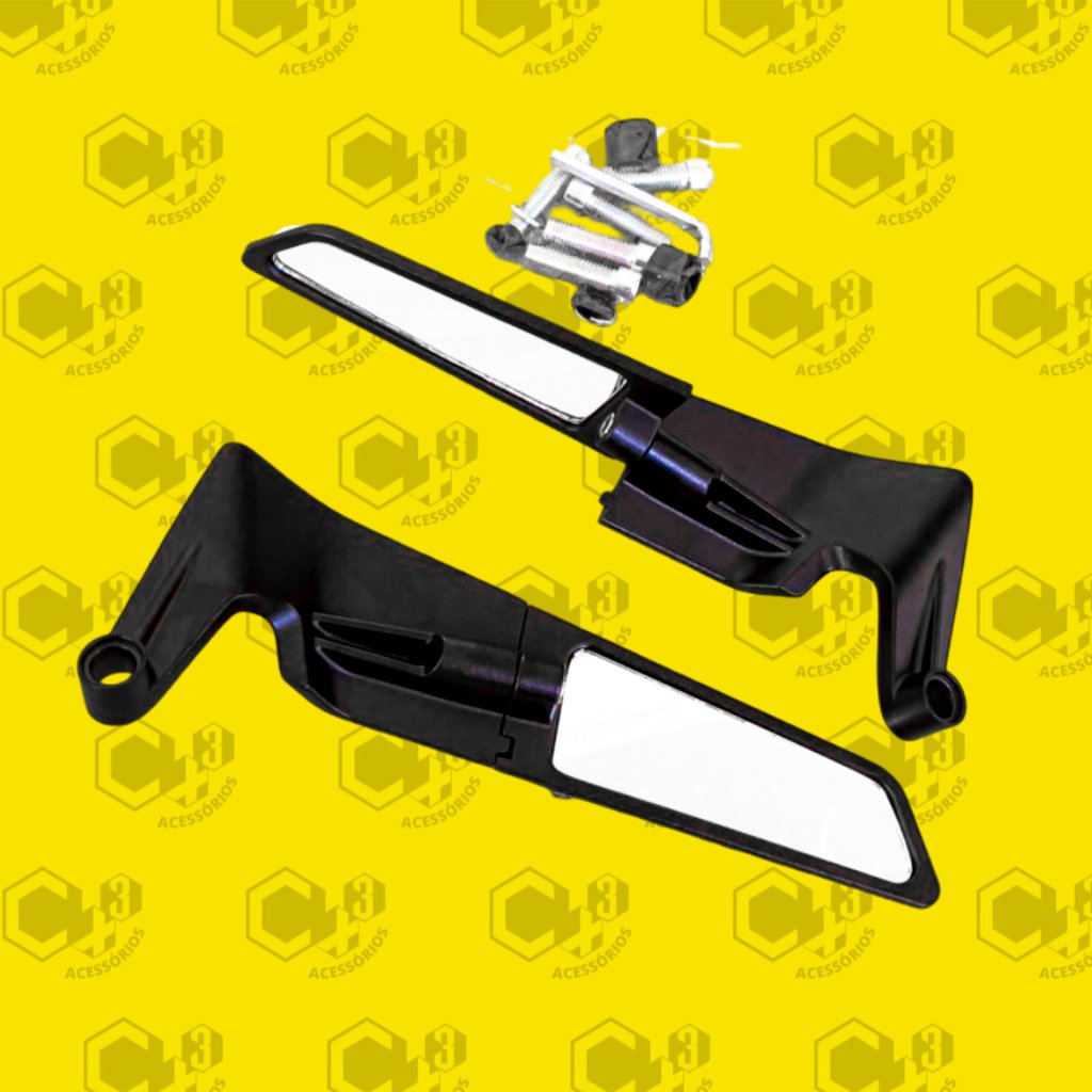 RETROVISOR AIRFOIL 90 GRAUS 108MM CNC PRETO - SM0040