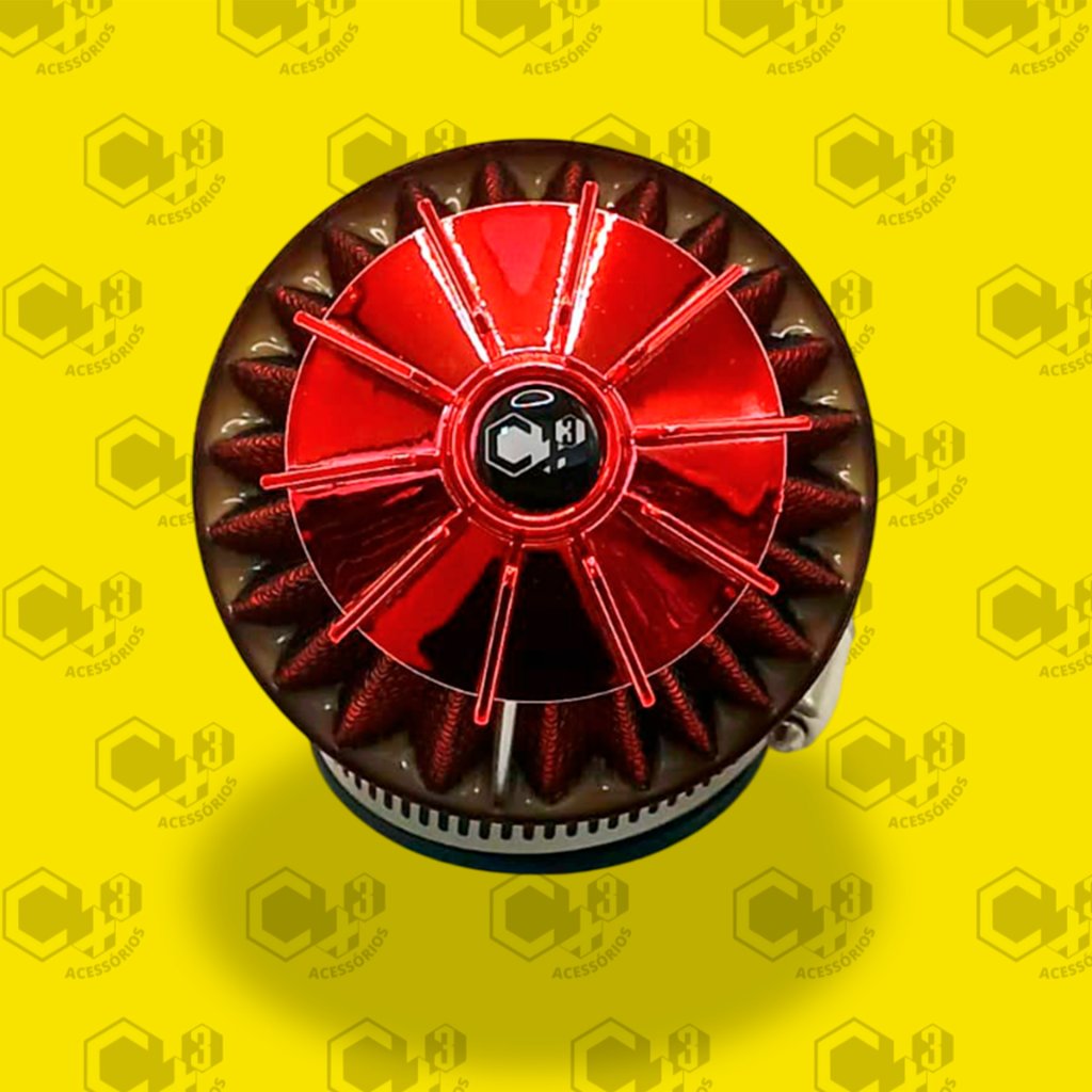 FILTRO DE AR ESPORTIVO VERMELHO COM ADAPTADOR MEDIDAS 36,3MM - 42,0MM - 49,0MM - 45 GRAUS - SM0379
