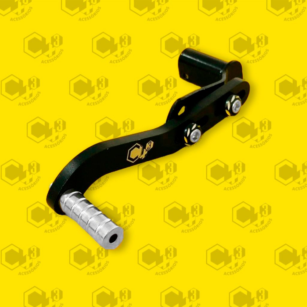PEDAL DE CAMBIO P/ MOTO - MODELO ESPORTIVO - COM REGULAGEM - BASE DE ENCAIXE LONGA (PRATA/PRETO) - SM0403