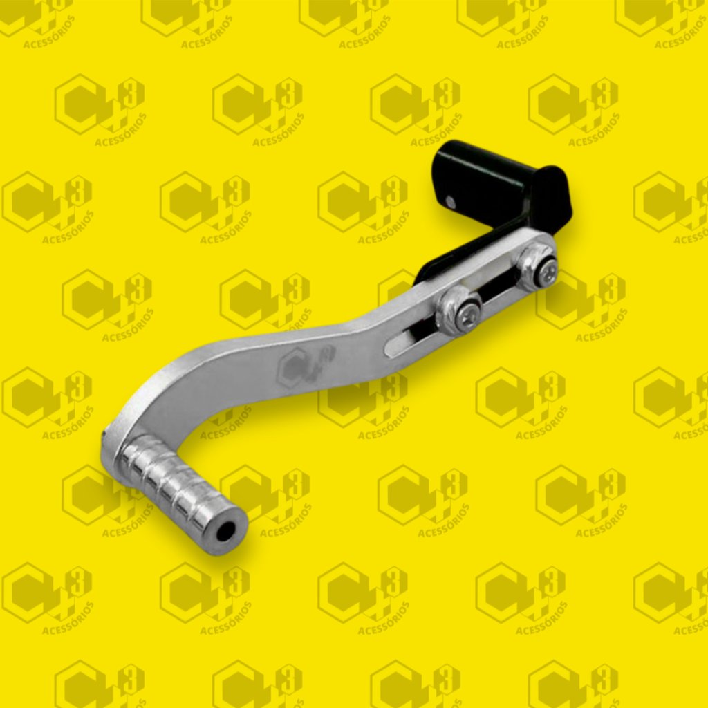 PEDAL DE CAMBIO P/ MOTO - MODELO ESPORTIVO - COM REGULAGEM - BASE DE ENCAIXE LONGA (PRATA) - SM0400
