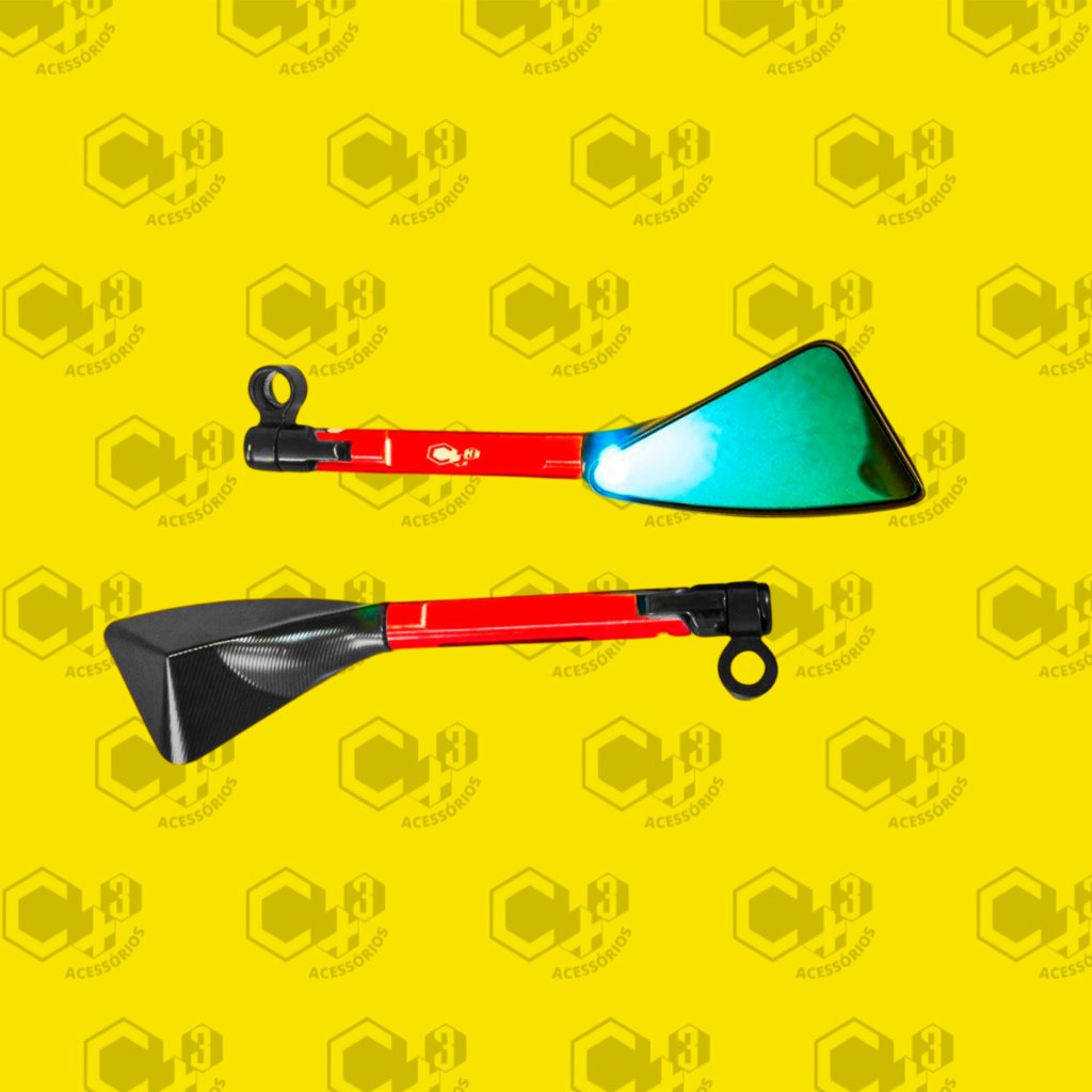 RETROVISOR TOMOK 3 PONTAS VERMELHO SM0018