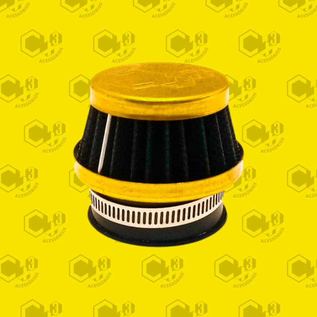 FILTRO DE AR ESPORTIVO DOURADO COM ADAPTADOR MEDIDAS 28,0MM - 35,0MM - 45,0MM - RETO SM0371