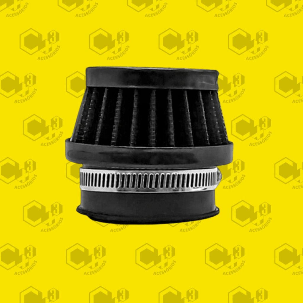 FILTRO DE AR ESPORTIVO PRETO COM ADAPTADOR MEDIDAS 28,0MM - 35,0MM - 45,0MM - RETO SM0373