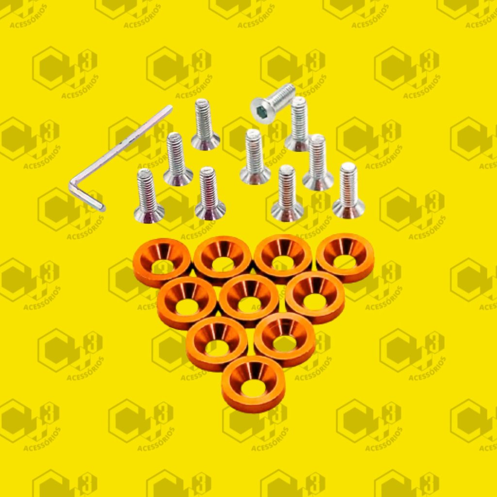 PARAFUSO ARRUELA ANODIZADA M6 TUNING CARRO/MOTO PACK C/10 LARANJA - SM0638