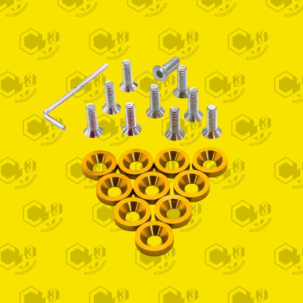 PARAFUSO ARRUELA ANODIZADA M6 TUNING CARRO/MOTO PACK C/10 DOURADO - SM0633